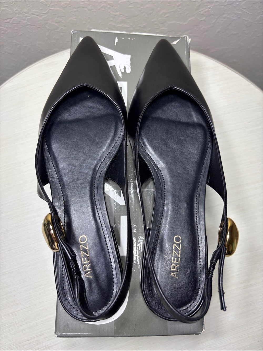 Arezzo Farrah Black Leather Pointed Toe
Slingback Flats NIB Size 7B - Picture 7 of 9